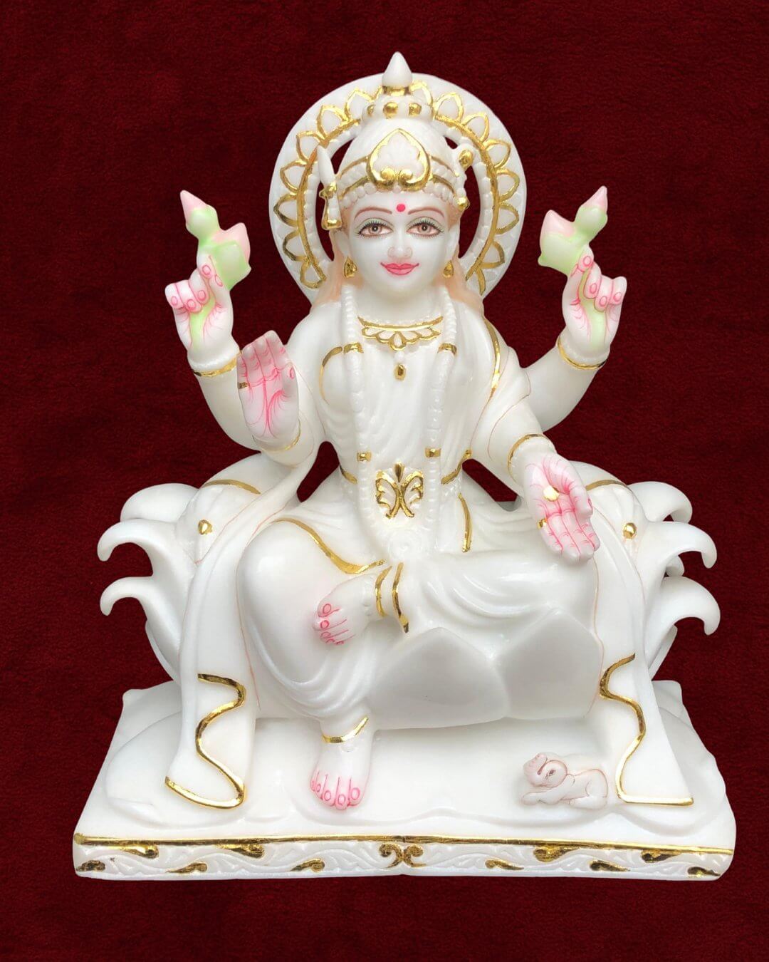 Divine Marble Lakshmi Ji - Abundance Good Fortune Goddess Makrana Stone Sacred Moorti